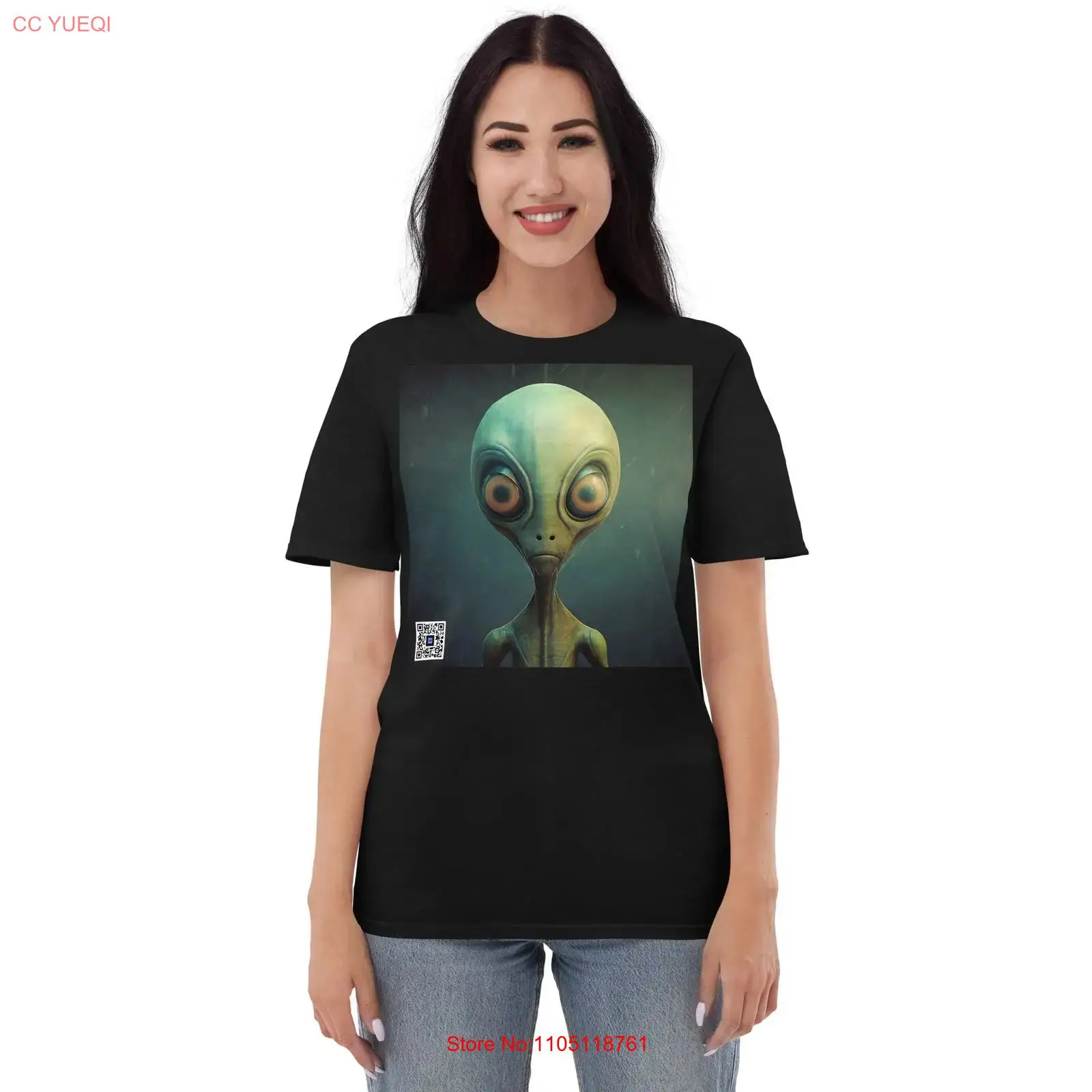 3D Printing Qr Code - Alien T Shirt smartphone camera scannable