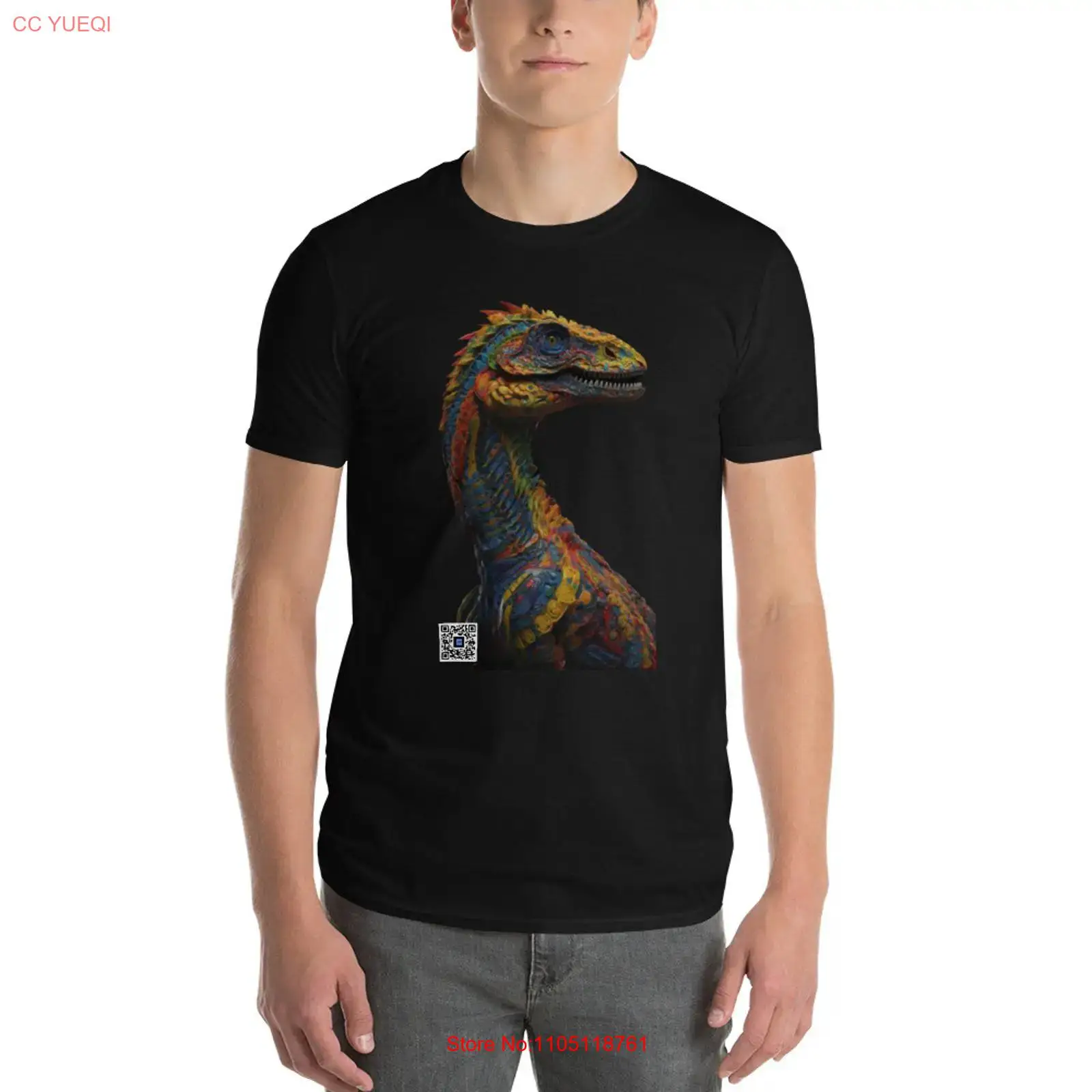 3D Printing Qr Code - Dinosaur T Shirt smartphone camera scannable