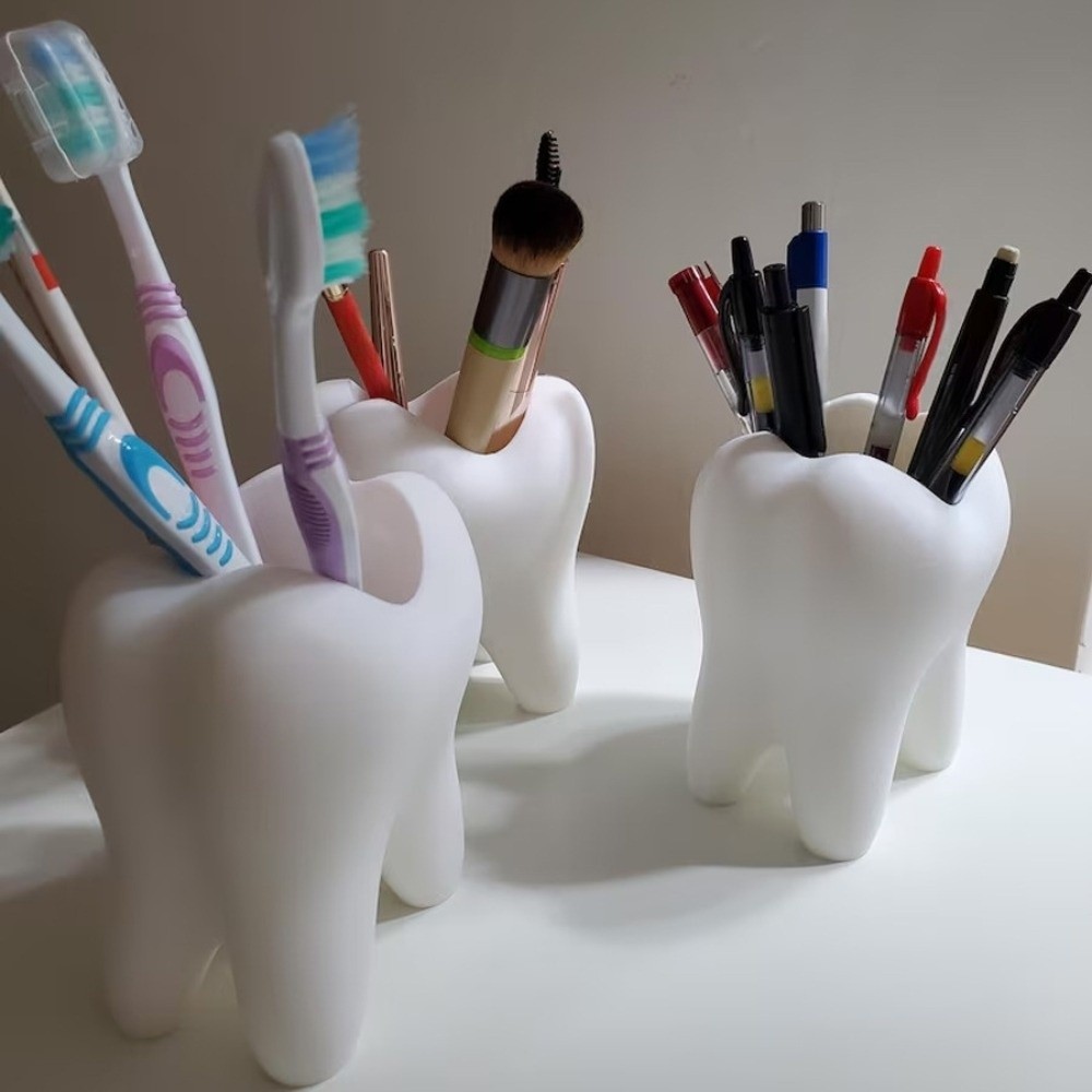 3D Printing Tooth - Multi-functional 3D Printing Toothbrush Holder White
