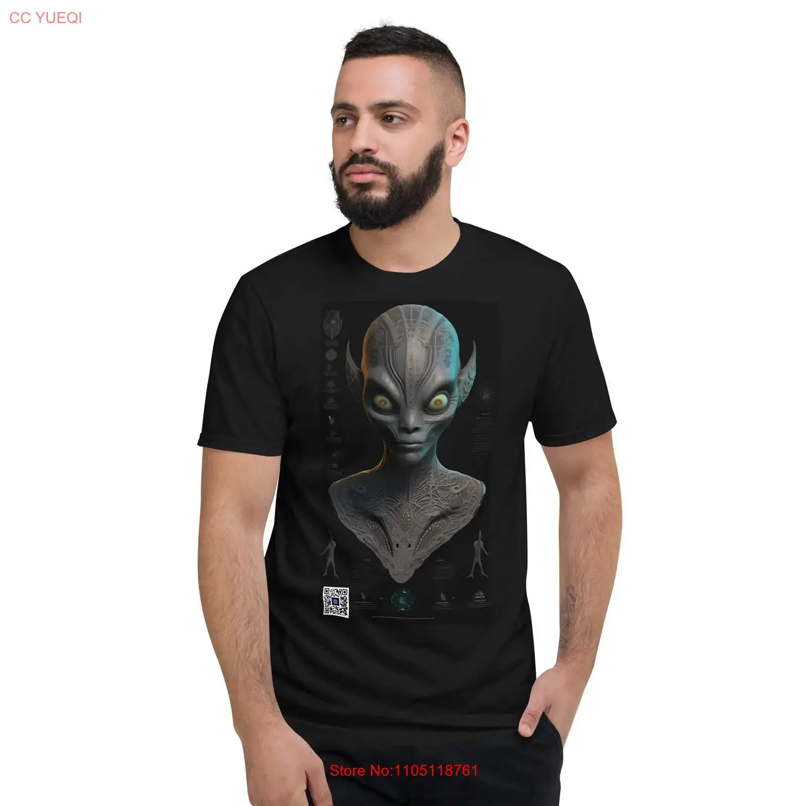 3D Printing Qr Code - Alien T Shirt smartphone camera scannable