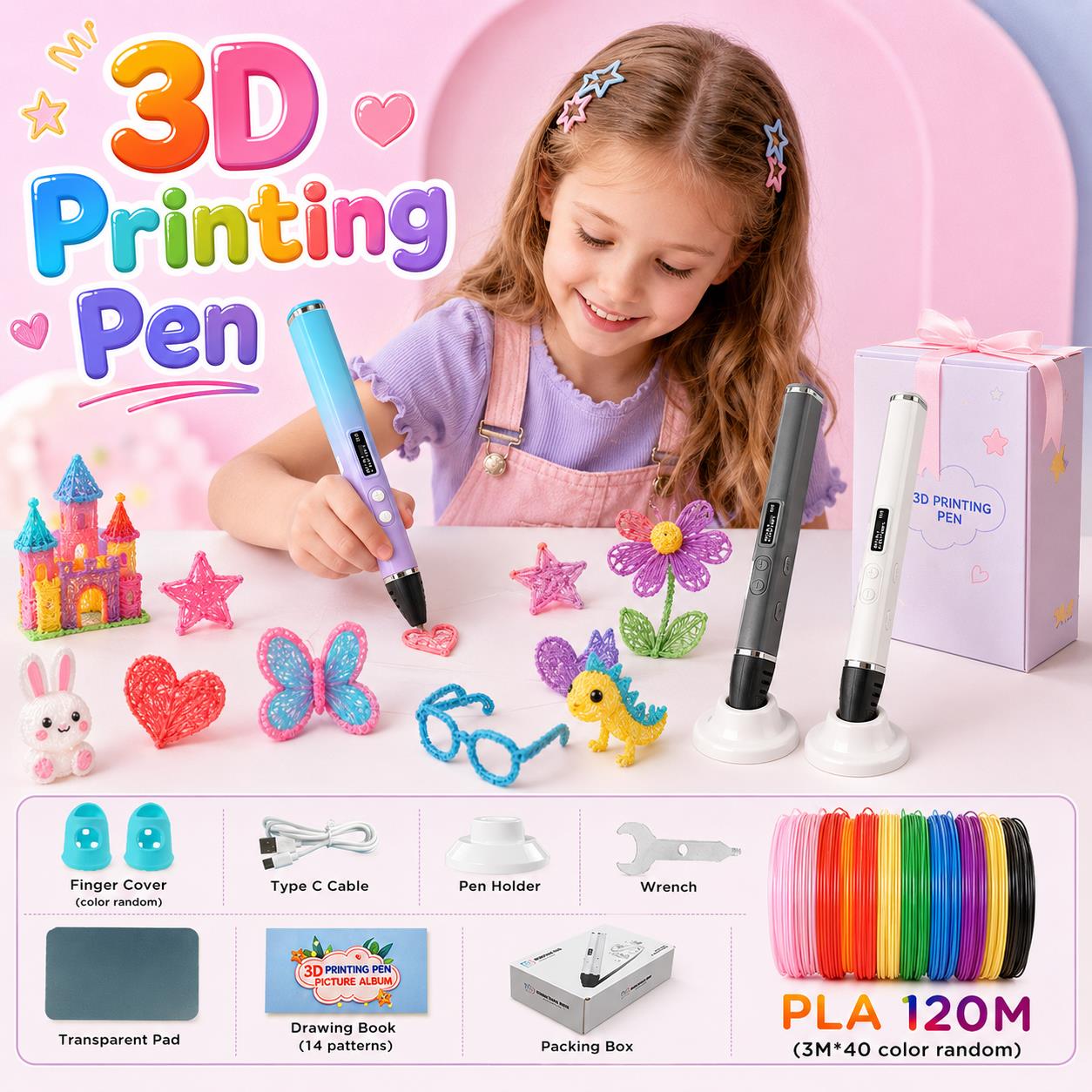 3D Printing Pen Kids with Type – обзор и цена Carbon Fiber Filament